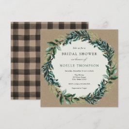 Winter Greenery en Pset Bridal Shower Invitation Kaart