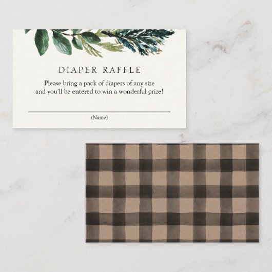 Winter Greenery en Pset Diaper Raffle Enclosure Informatiekaartje (Voorkant / Achterkant)