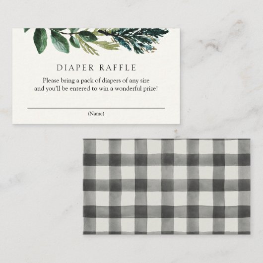 Winter Greenery en Pset Diaper Raffle Enclosure Informatiekaartje (Voorkant / Achterkant)