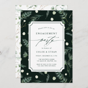 Winter Greenery Engagement Party Kaart