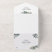 Winter Greenery Eucalyptus Weduwen in één All In One Uitnodiging (Buitenkant)