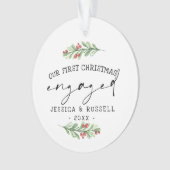 Winter Greenery First Engaged kerstfoto Ornament (voorkant)