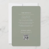 Winter Greenery Floral Green RSVP QR Code Weddensc Kaart (Achterkant)
