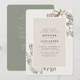 Winter Greenery Floral Green RSVP QR Code Weddensc Kaart