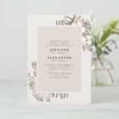 Winter Greenery Floral Ivory Cream Wedding Kaart (Staand voorkant)