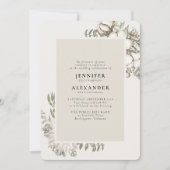 Winter Greenery Floral Ivory Cream Wedding Kaart (Voorkant)