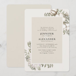 Winter Greenery Floral Ivory Cream Wedding Kaart