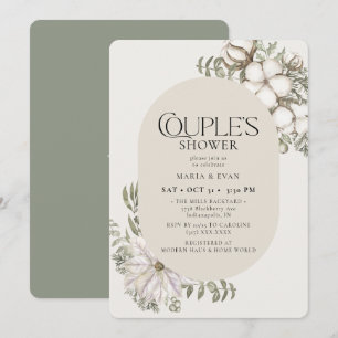 Winter Greenery Floral Oval Couple's Shower Kaart