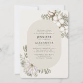 Winter Greenery Floral Oval Cream Ivory Wedding Kaart (Voorkant)