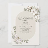 Winter Greenery Floral Oval Ivory Engagement Party Kaart (Voorkant)