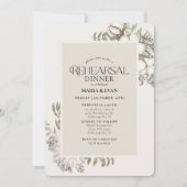 Winter Greenery Floral Oval Rehearsal Dinner Kaart (Voorkant)