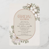 Winter Greenery Floral Oval Vrijgezellenfeest Folie Uitnodiging (Voorkant)