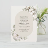 Winter Greenery Floral Oval Wedding Kaart (Staand voorkant)