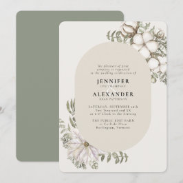 Winter Greenery Floral Oval Wedding Kaart