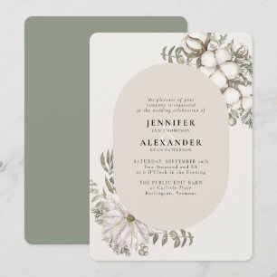 Winter Greenery Floral Oval Wedding Kaart