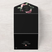 Winter Greenery Florals Black All In One Uitnodiging (Buitenkant)