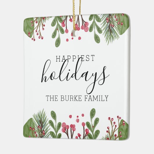 Winter Greenery Foliage Foto Keramisch Ornament (Links)