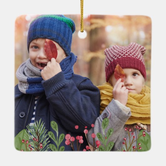 Winter Greenery Foliage Foto Keramisch Ornament (Achterkant)