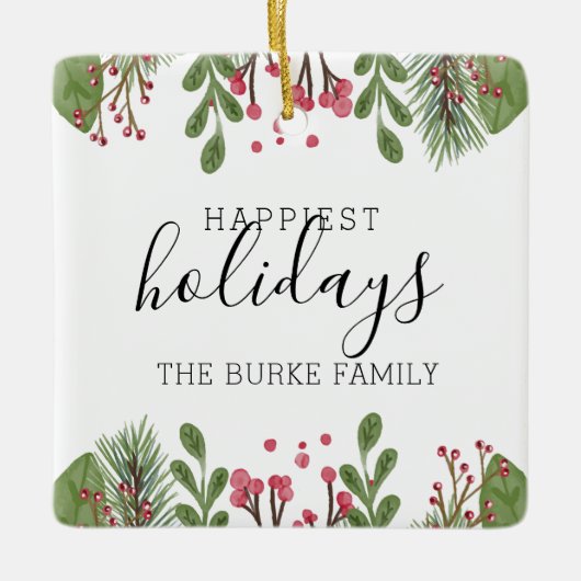Winter Greenery Foliage Foto Keramisch Ornament (Voorkant)