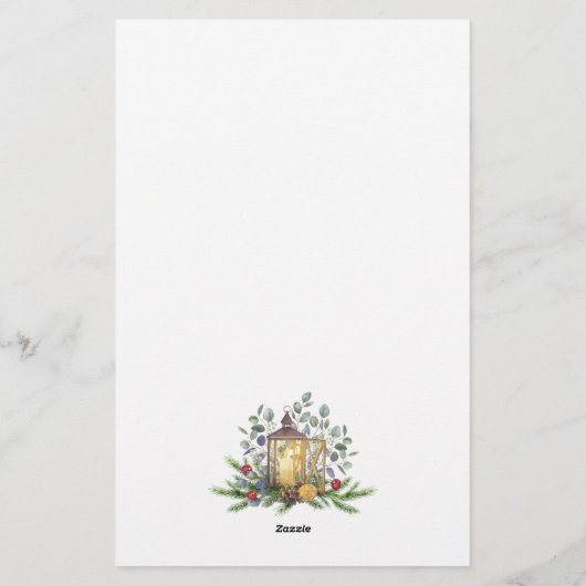 Winter Greenery Foliage Pine Stationery Briefpapier (Achterkant)