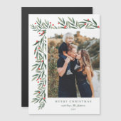 Winter Greenery Foto Kerstmis Magnetische Kaart (Voorkant / Achterkant)