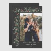 Winter Greenery Foto Kerstmis Magnetische Kaart (Voorkant / Achterkant)