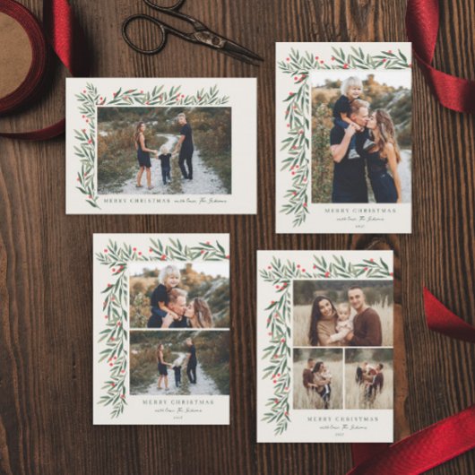 Winter Greenery Foto Kerstmis Magnetische Kaart