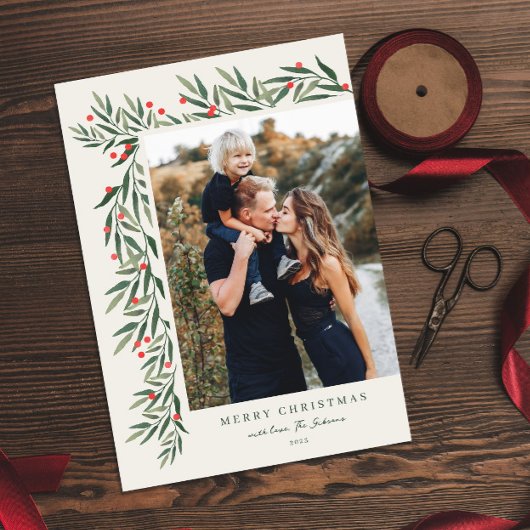 Winter Greenery Foto Kerstmis Magnetische Kaart