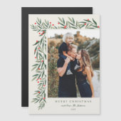 Winter Greenery Foto Kerstmis Magnetische Kaart (Voorkant / Achterkant)