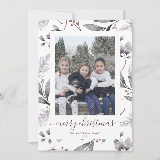 Winter Greenery Foto Merry kerstKaarten Feestdagenkaart (Voorkant)
