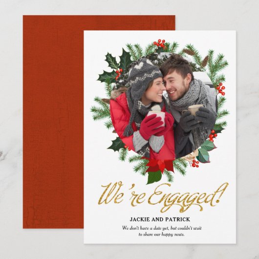 Winter Greenery Foto Verloving Aankondiging (Voorkant / Achterkant)