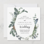 Winter Greenery Front en Back Wedding Invitation Kaart (Voorkant)