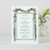 Winter Greenery Garland Wedding Mint Green Menu (Staand voorkant)