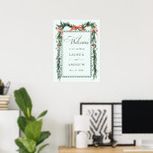 Winter Greenery Garland Wedding Welcome Mint Green Poster (Thuiskantoor)