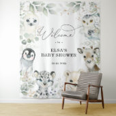 Winter Greenery Gold Arctic Animals Baby Welkom Wandkleed (In situ)