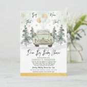 Winter Greenery Gold drive door Baby shower parade Kaart (Staand voorkant)