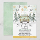 Winter Greenery Gold drive door Baby shower parade Kaart (Voorkant / Achterkant)