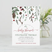 Winter Greenery Holiday Baby shower Kaart (Staand voorkant)