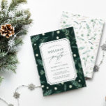 Winter Greenery Holiday Kaart<br><div class="desc">Deze elegante uitnodiging kenmerkt uw gebeurtenisdetails in chic groene brief met een kaartje lijst op een waterverf wintergroene patroonachtergrond. Het is perfect voor kerstfeestjes, feestelijke cocktailparty's, bedrijfsevenementen en nog veel meer. Voor meer geavanceerde aanpassing van dit ontwerp, te klikken gelieve de BUTTON van het TOOL VAN HET ONTWERP BLUE om...</div>