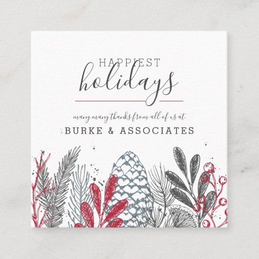 Winter Greenery Holiday Vierkante Visitekaartje (Voorkant)