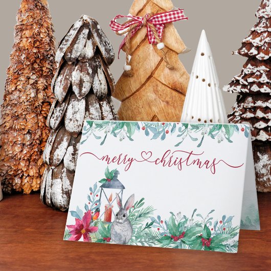 Winter Greenery Holly Mistletoe Waterverf Garland Feestdagen Kaart