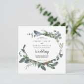 Winter Greenery Informal Wedding Invitation Kaart (Staand voorkant)