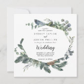 Winter Greenery Informal Wedding Invitation Kaart (Voorkant)