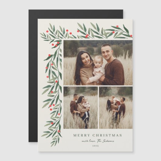Winter Greenery Ivory 3 Foto Kerstmis (Voorkant / Achterkant)