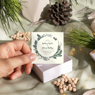Winter Greenery   Ivory Casual Weddenschap Kaart