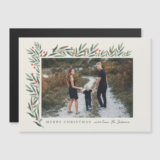 Winter Greenery Ivory Foto Kerstmis (Voorkant / Achterkant)