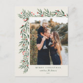 Winter Greenery Ivory Foto Kerstmis Feestdagenkaart (Voorkant)