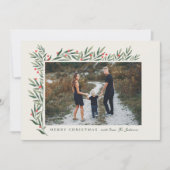 Winter Greenery Ivory Foto Kerstmis Feestdagenkaart (Voorkant)