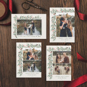 Winter Greenery Ivory Foto Kerstmis Feestdagenkaart