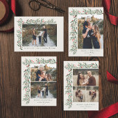 Winter Greenery Ivory Foto Kerstmis Feestdagenkaart